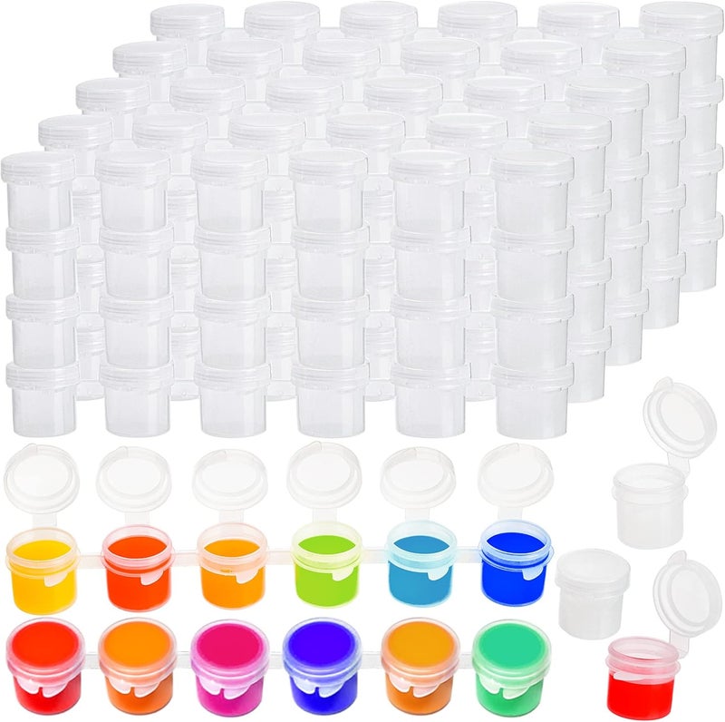 ZEAYEA 100 Strips 600 Pots Empty Paint Pots, Mini Paint Storage Cup with Lids, 5ml/ 0.17 oz Plastic Paint Container for Classrooms School Arts Crafts Paint Supplies - Image 1